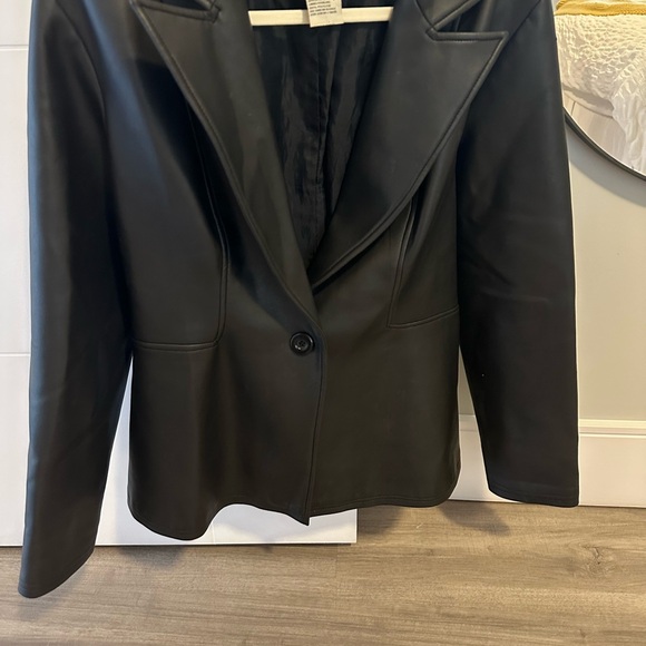 Women’s Faux Leather Blazer-Style Jacket - Picture 1 of 2